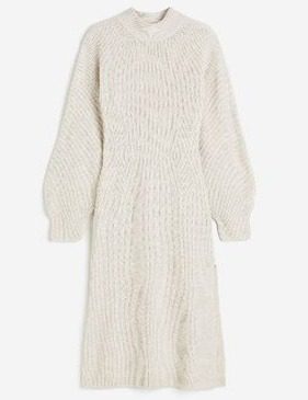 Balloon-sleeved Knitted Dress
